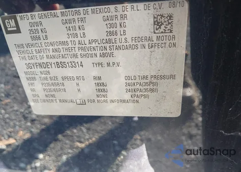 2011 Cadillac Srx Luxury Collection из США, поврежденный, VIN 3GYFNDEY1BS513314